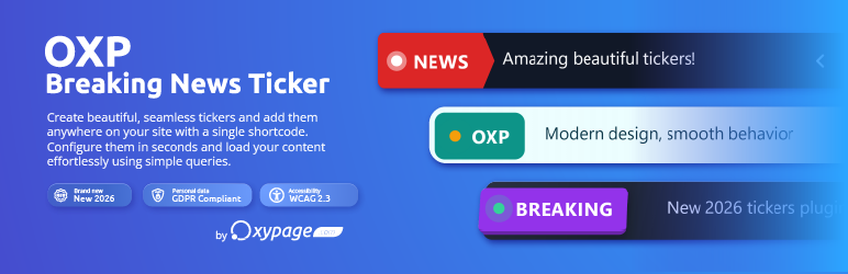 OXP Breaking News Ticker Preview Wordpress Plugin - Rating, Reviews, Demo & Download
