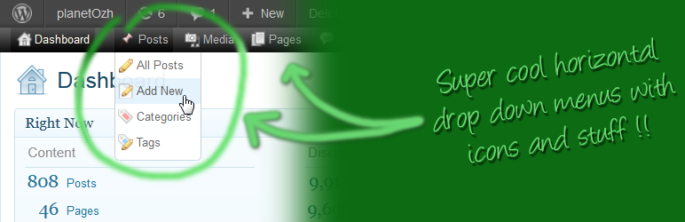 Ozh' Admin Drop Down Menu Preview Wordpress Plugin - Rating, Reviews, Demo & Download