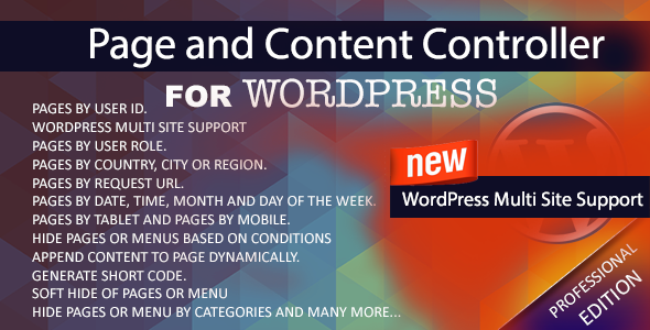 Page And Content Controller Plugin for Wordpress – Professional Edition Preview - Rating, Reviews, Demo & Download
