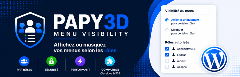 Papy3D Menu Visibility Preview Wordpress Plugin - Rating, Reviews, Demo & Download
