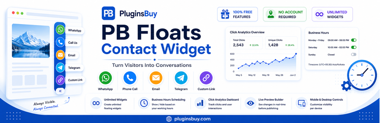 PB Floats Contact Widget Preview Wordpress Plugin - Rating, Reviews, Demo & Download