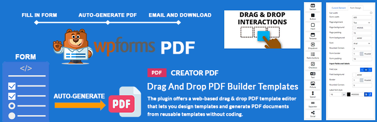 PDF Creator For WPForms + Drag And Drop Template Builder Preview Wordpress Plugin - Rating, Reviews, Demo & Download