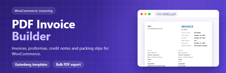 PDF Invoice Builder For WooCommerce Preview Wordpress Plugin - Rating, Reviews, Demo & Download