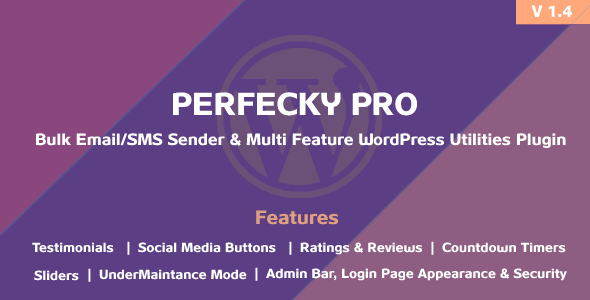 Perfecky Pro – Bulk Email/SMS Sender & Multi Feature WordPress Plugin Preview - Rating, Reviews, Demo & Download