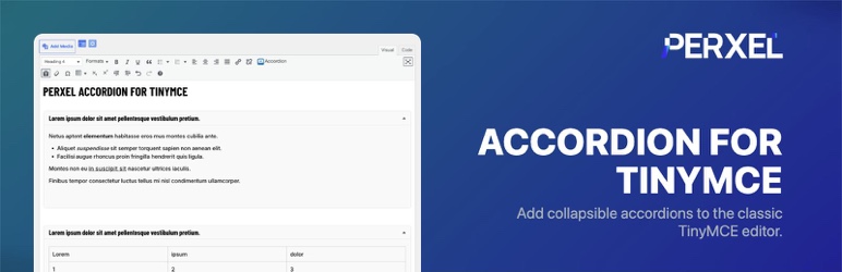 Perxel Accordion For TinyMCE Preview Wordpress Plugin - Rating, Reviews, Demo & Download