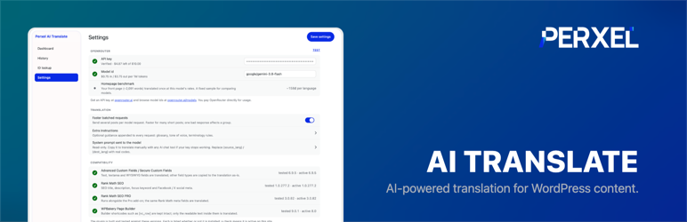 Perxel AI Translate Preview Wordpress Plugin - Rating, Reviews, Demo & Download