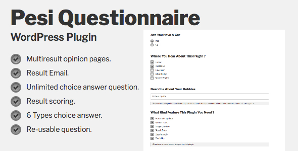 Pesi Questionnaire – Multiresult Survey And Quiz WordPress Plugin Preview - Rating, Reviews, Demo & Download