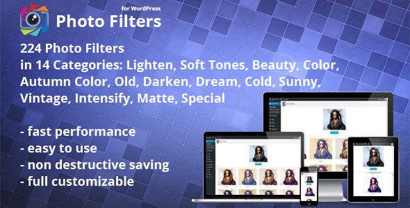 Photo Filters WordPress Plugin Preview - Rating, Reviews, Demo & Download