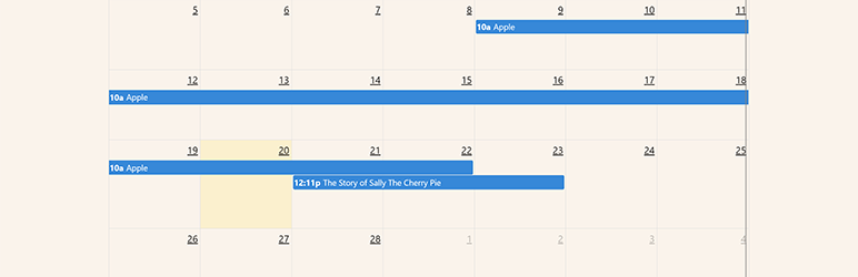 Pie Calendar Preview Wordpress Plugin - Rating, Reviews, Demo & Download