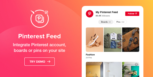 Pinterest Feed – WordPress Pinterest Plugin Preview - Rating, Reviews, Demo & Download