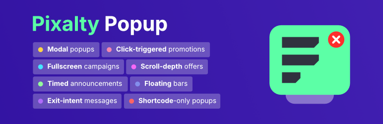 Pixalty Popups Preview Wordpress Plugin - Rating, Reviews, Demo & Download