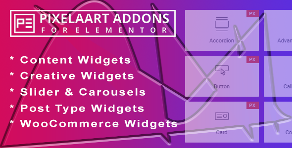Pixelaart Addons For Elementor WordPress Plugin Preview - Rating, Reviews, Demo & Download