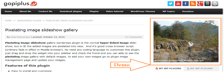 Pixelating Image Slideshow Gallery Preview Wordpress Plugin - Rating, Reviews, Demo & Download