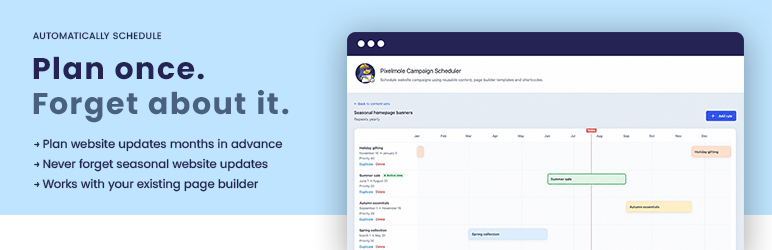 Pixelmole Campaign Scheduler Preview Wordpress Plugin - Rating, Reviews, Demo & Download