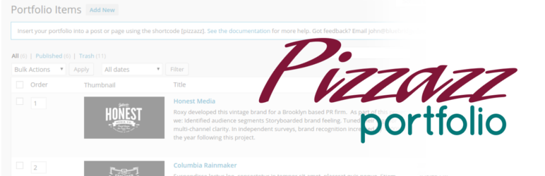 Pizzazz Portfolio Plugin Preview - Rating, Reviews, Demo & Download