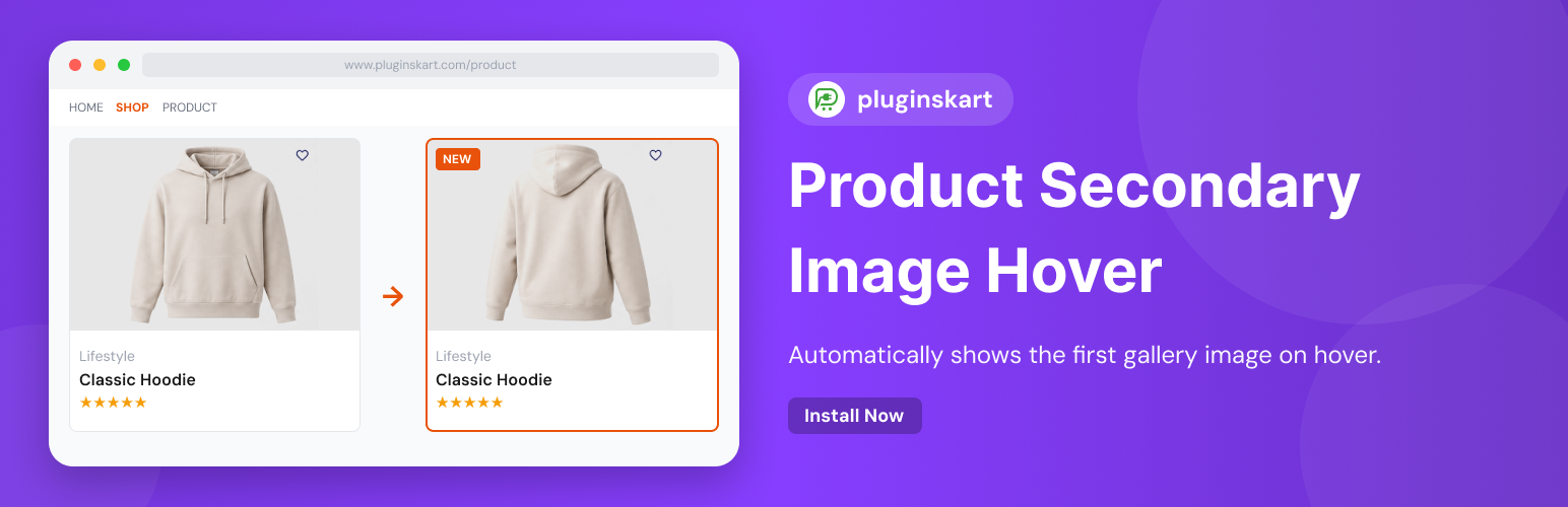Pkart Product Secondary Image Hover Preview Wordpress Plugin - Rating, Reviews, Demo & Download
