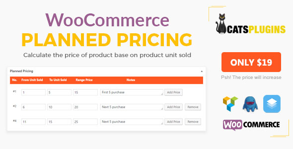 Planned Pricing For WooCommerce – Calculate The Price Base On Product Unit Sold Preview Wordpress Plugin - Rating, Reviews, Demo & Download