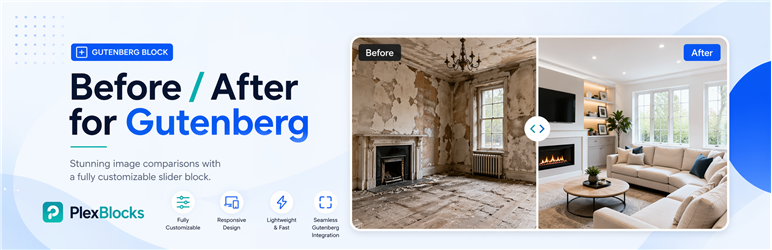 PlexBlocks – Before After Image Comparison For Block Editor Preview Wordpress Plugin - Rating, Reviews, Demo & Download