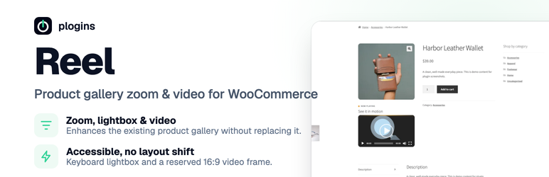 Plogins Reel – Product Gallery Zoom & Video For WooCommerce Preview Wordpress Plugin - Rating, Reviews, Demo & Download