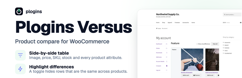 Plogins Versus – Product Compare For WooCommerce Preview Wordpress Plugin - Rating, Reviews, Demo & Download