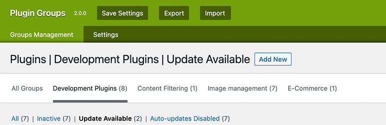 Plugin Groups Preview - Rating, Reviews, Demo & Download