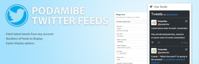 Podamibe Twitter Feed Widget Preview Wordpress Plugin - Rating, Reviews, Demo & Download