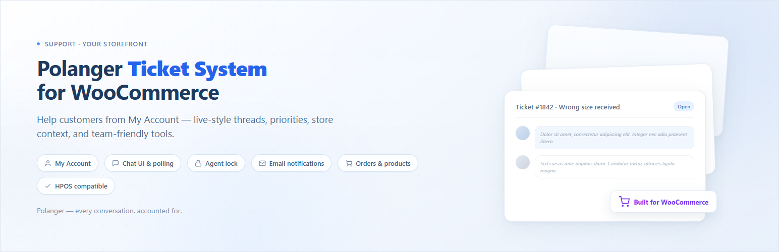 Polanger Ticket System For WooCommerce Preview Wordpress Plugin - Rating, Reviews, Demo & Download