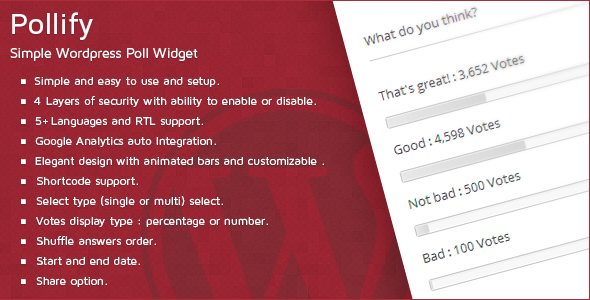 Pollify – Simple Wordpress Poll Widget Preview - Rating, Reviews, Demo & Download