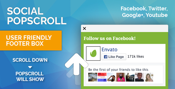 Popscroll: Facebook Fanpage Like Scroll Popup Slider Box Plugin for Wordpress Preview - Rating, Reviews, Demo & Download