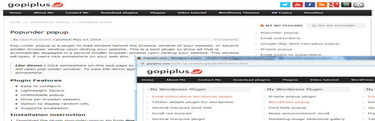 Popunder Popup Preview Wordpress Plugin - Rating, Reviews, Demo & Download