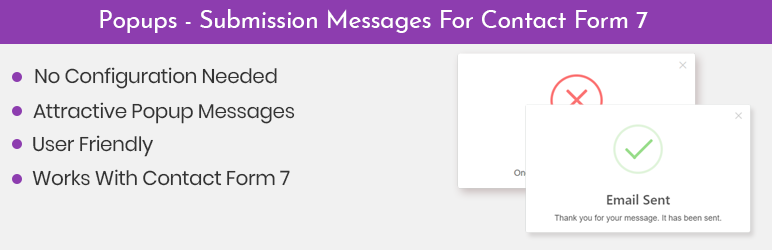 Popups – Submission Messages For Contact Form 7 Preview Wordpress Plugin - Rating, Reviews, Demo & Download