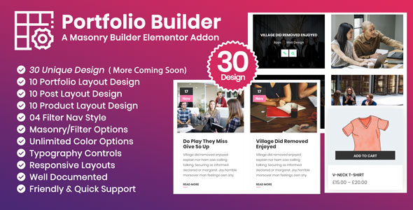 Portfolio Builder – Post/Product/Portfolio Masonry Filter Elementor Addon  Plugin Preview - Rating, Reviews, Demo & Download
