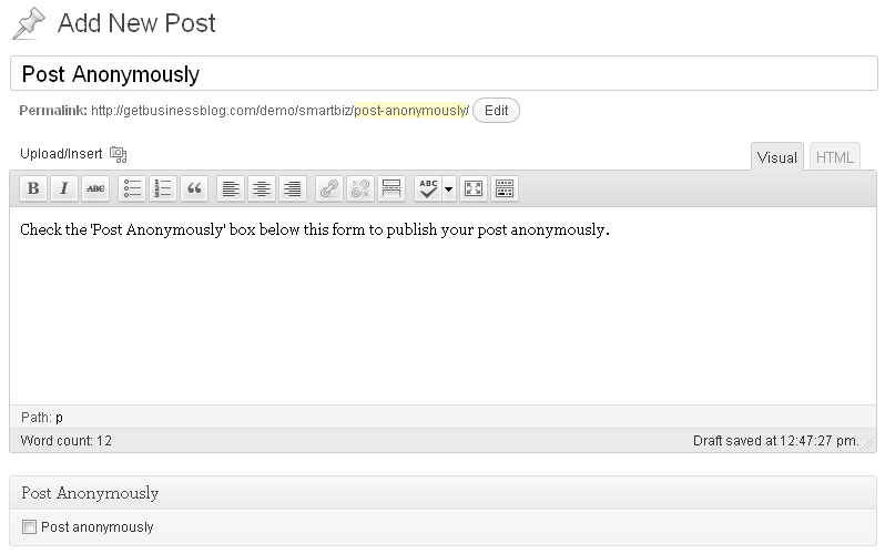 Post Anonymously Preview Wordpress Plugin - Rating, Reviews, Demo & Download