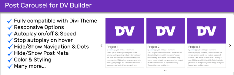 Post Carousel For DV Builder Preview Wordpress Plugin - Rating, Reviews, Demo & Download