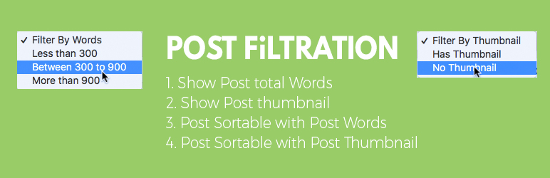 Post Filtration Preview Wordpress Plugin - Rating, Reviews, Demo & Download