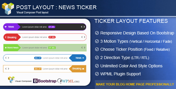 Post Layout : News Ticker For Visual Composer Preview Wordpress Plugin - Rating, Reviews, Demo & Download