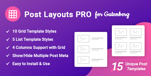 Post Layouts Pro For Gutenberg Preview Wordpress Plugin - Rating, Reviews, Demo & Download