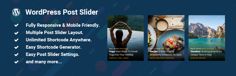 Post Slider – WordPress Responsive Post Slider & Post Carousel Preview - Rating, Reviews, Demo & Download