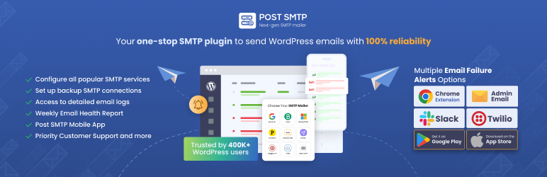 Post SMTP – WordPress SMTP Plugin With Email Logs And Mobile App For Failure Notifications – Gmail SMTP, Office 365, Brevo, Mailgun, Amazon SES And More Preview - Rating, Reviews, Demo & Download