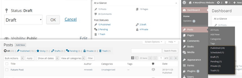 Post Status Menu Items Preview Wordpress Plugin - Rating, Reviews, Demo & Download