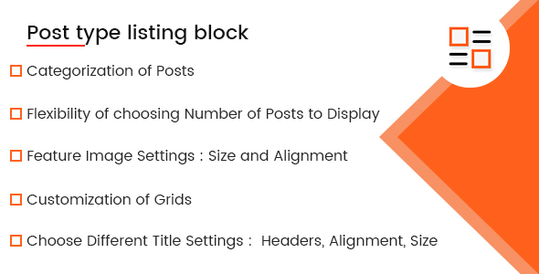 Post Type Listing Block For Gutenberg Preview Wordpress Plugin - Rating, Reviews, Demo & Download