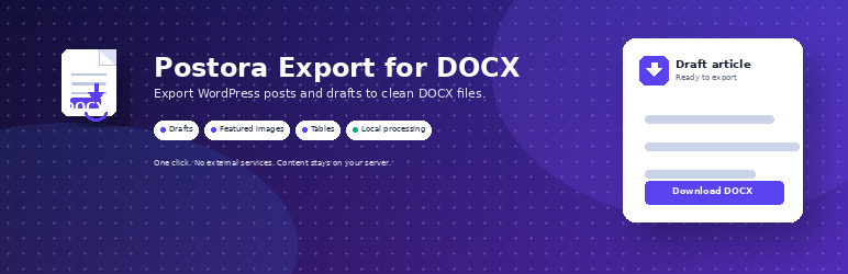 Postora Export For DOCX Preview Wordpress Plugin - Rating, Reviews, Demo & Download