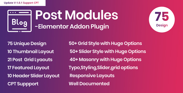 Posts Modules – Elementor Addon WordPress Plugin Preview - Rating, Reviews, Demo & Download