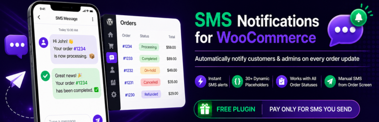 PowerfulWP SMS For WooCommerce Preview Wordpress Plugin - Rating, Reviews, Demo & Download