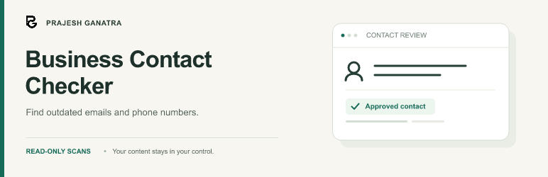 Prajesh Business Contact Checker Preview Wordpress Plugin - Rating, Reviews, Demo & Download