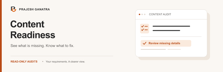 Prajesh Content Readiness Preview Wordpress Plugin - Rating, Reviews, Demo & Download