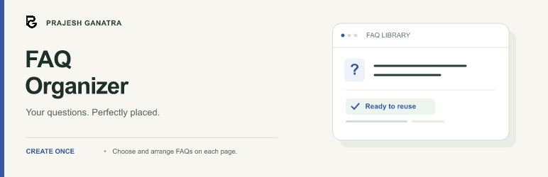 Prajesh FAQ Organizer Preview Wordpress Plugin - Rating, Reviews, Demo & Download