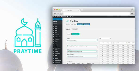 PrayTimes – Islamic Prayer Time WordPress Plugin Preview - Rating, Reviews, Demo & Download