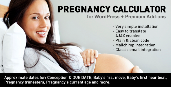 Pregnancy Calculator Plugin for Wordpress + Add-ons Preview - Rating, Reviews, Demo & Download