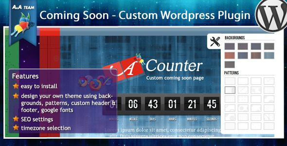 Premium Coming Soon – Wordpress Plugin Preview - Rating, Reviews, Demo & Download